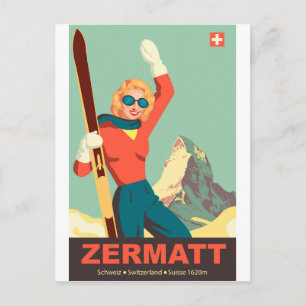 Zermatt skidkulla, Schweiz Vykort