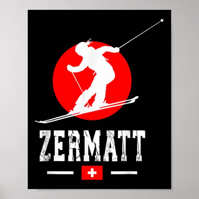 Zermatt skidort Alperna Schweiz Schweiz Poster (Framsidan)