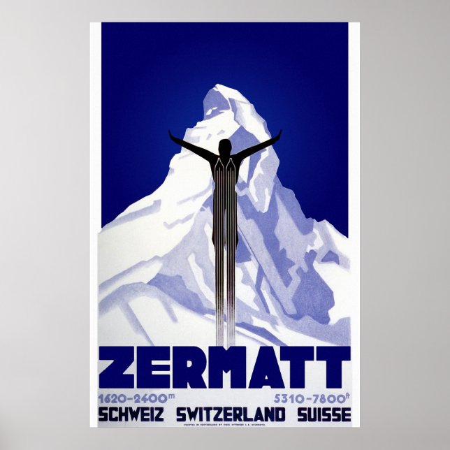 Zermatt skidreseaffisch poster (Framsidan)