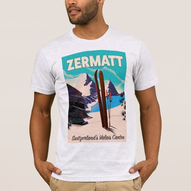 Zermatt skidresor affisch t-shirt (Framsida)