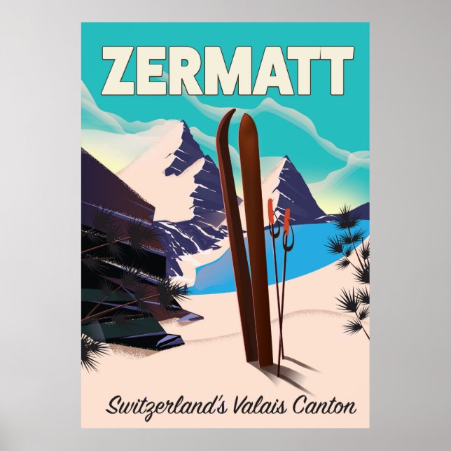 Zermatt skidsemester affisch (Framsidan)