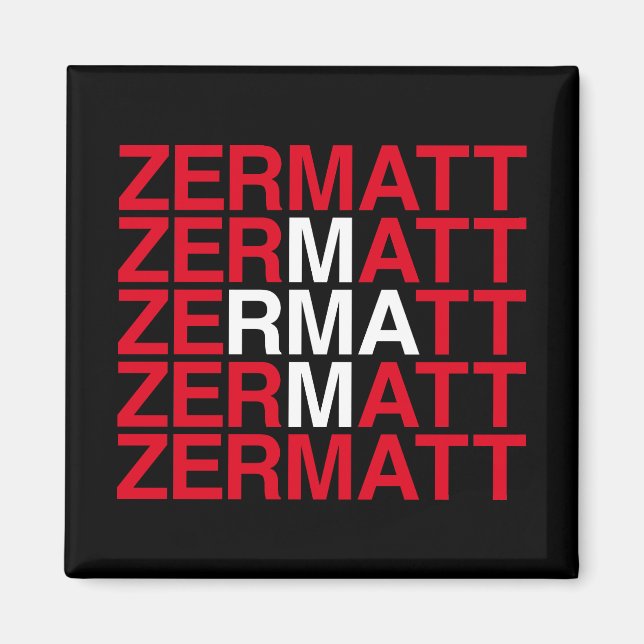 ZERMATT Swiss Flagga Magnet (Framsidan)