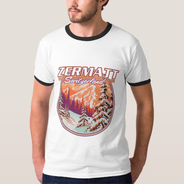 Zermatt Switzerland logotyp T Shirt (Framsida)