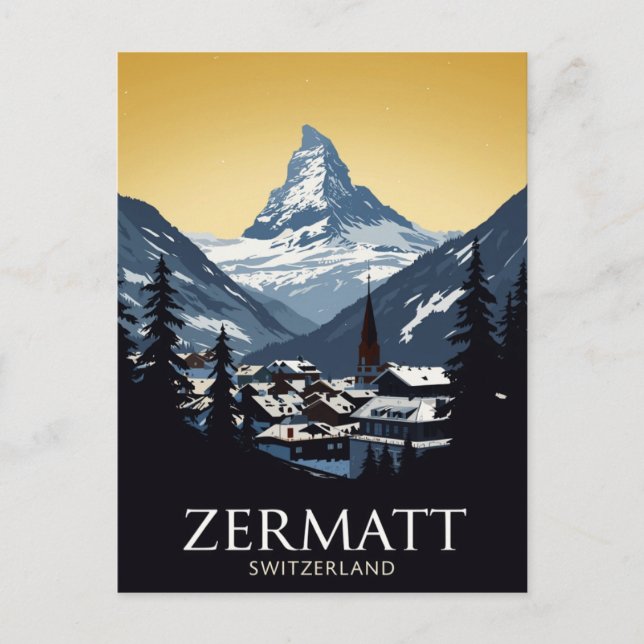 Zermatt Switzerland Matterhorn Vykort (Framsida)