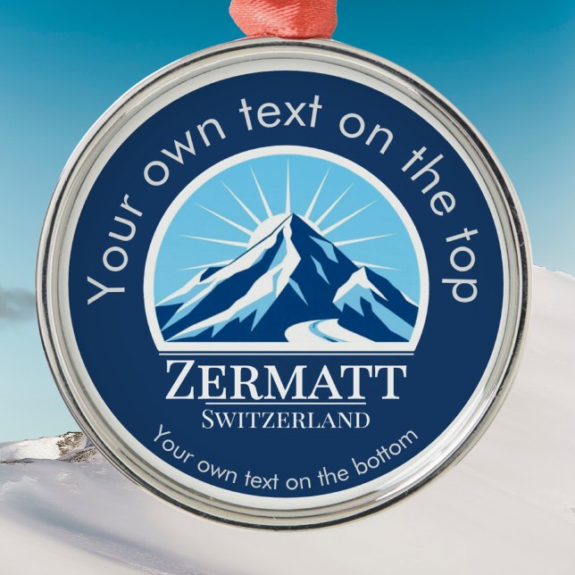 Zermatt Switzerland ski Mountain medal Julgransprydnad Metall (Skapare uppladdad)