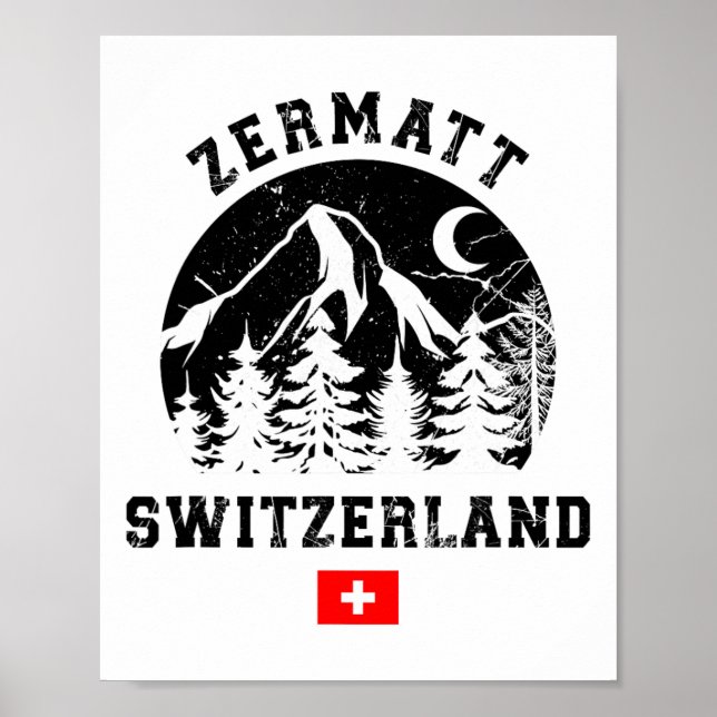 Zermatt Switzerland Ski Resort Alps Alpine Skiing  Poster (Framsidan)