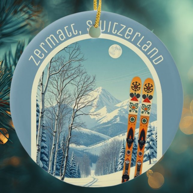Zermatt Switzerland ski souvenir  Julgransprydnad Keramik (Skapare uppladdad)