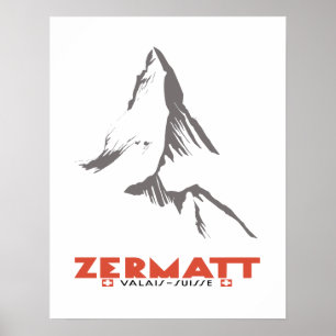 Zermatt, Valais, Schweiz, Ski Poster