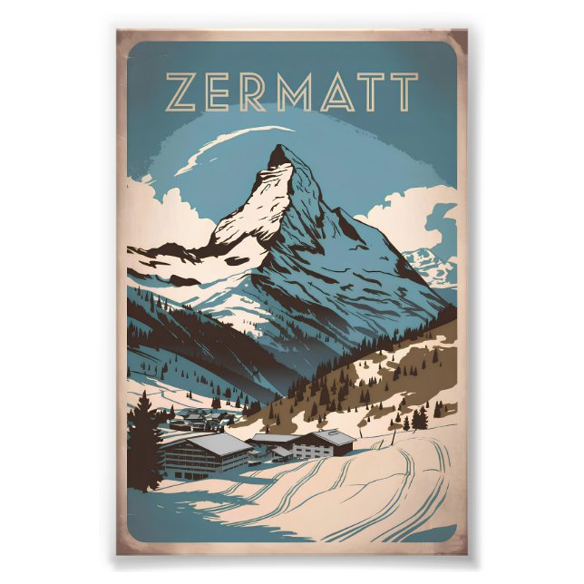 Zermatt vintage fototryck (Framsidan)