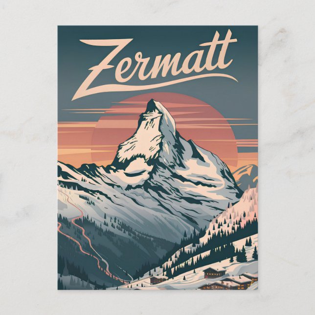 Zermatt vintage vykort (Framsida)