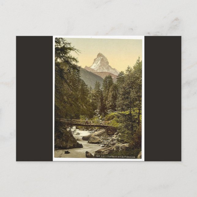 Zermatt, Vispach Bridge, med Matterhorn, V Vykort (Framsida)