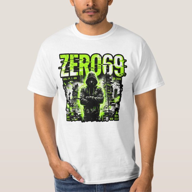 ZERO69 Glitch Division – Chaos Protocol Cyberpunk T Shirt (Framsida)