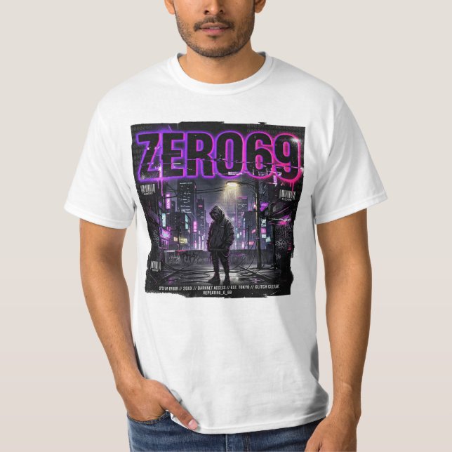 ZERO69 Glitch Division – Darknet-åtkomst Cyberpunk T Shirt (Framsida)