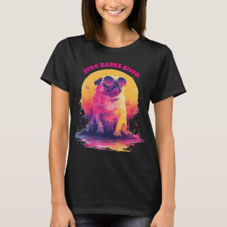 Zero Barks Given | Rolig Retro-Pug T-Shirt