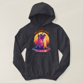 Zero Barks Given | Rolig Retro Pugs Herr Tröja Hoodie