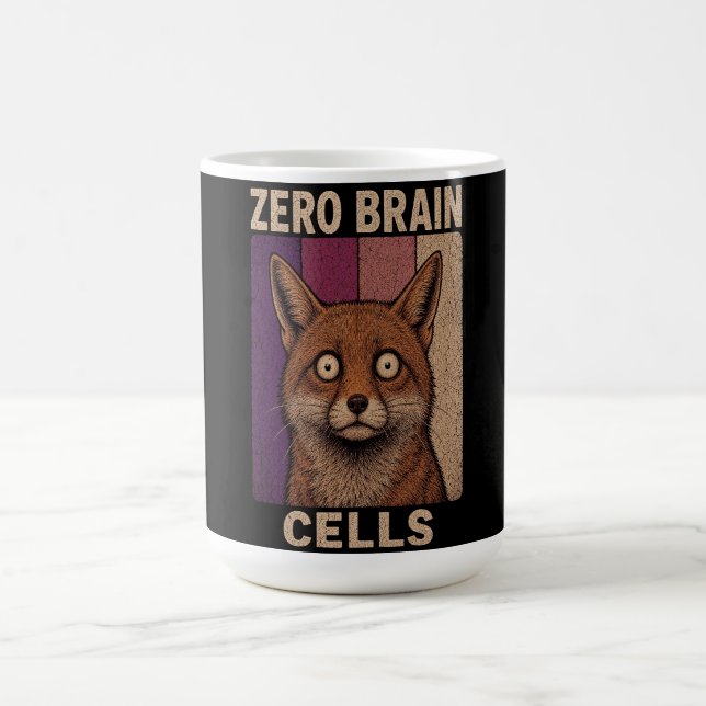 Zero Brain Cells Fox Meme – Rolig söt djur  Kaffemugg (Center)