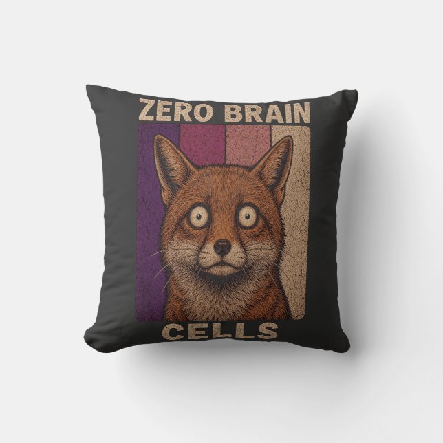 Zero Brain Cells Fox Meme – Rolig söt djur  Kudde (Framsida)