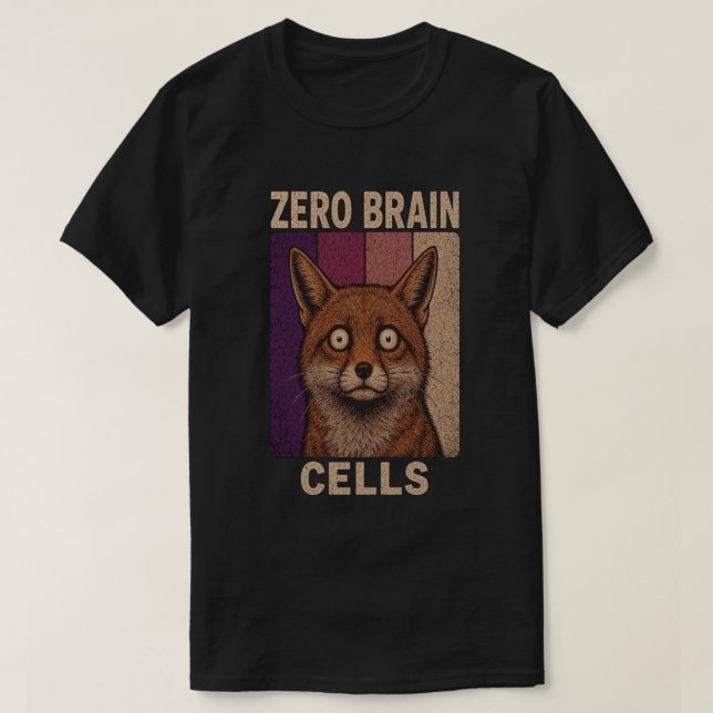 Zero Brain Cells Fox Meme – Rolig söt djur  T Shirt (Design framsida)