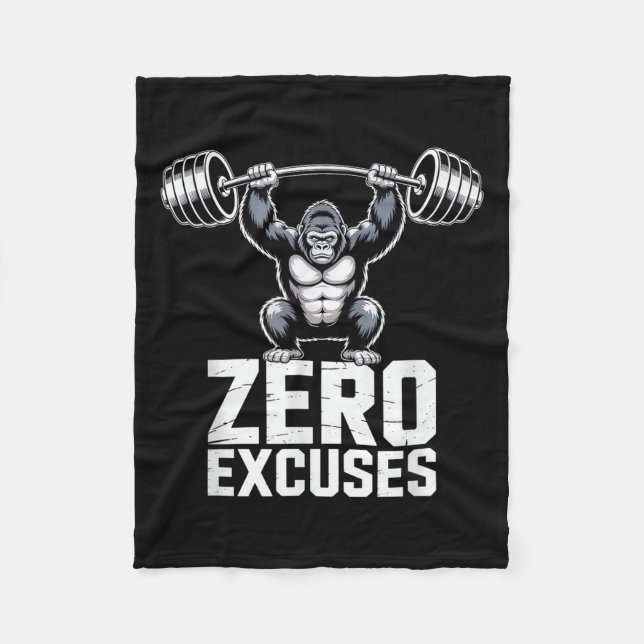 Zero Excuses Gorilla Gym Motivational Workout  Fleecefilt (Framsidan)