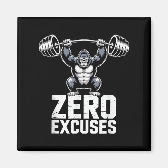 Zero Excuses Gorilla Gym Motivational Workout  Magnet (Framsidan)