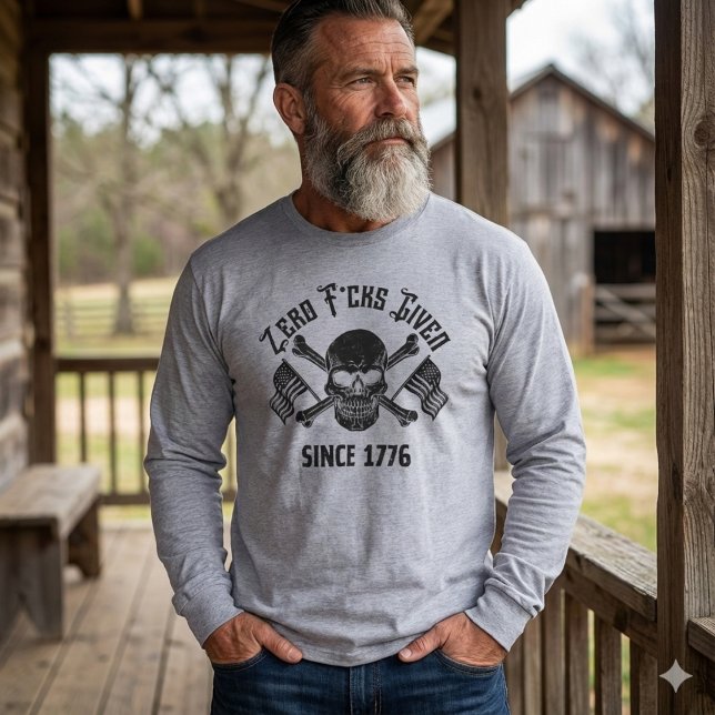 Zero F*cks Given Since 1776 Patriotic Skull Shirt T (Skapare uppladdad)