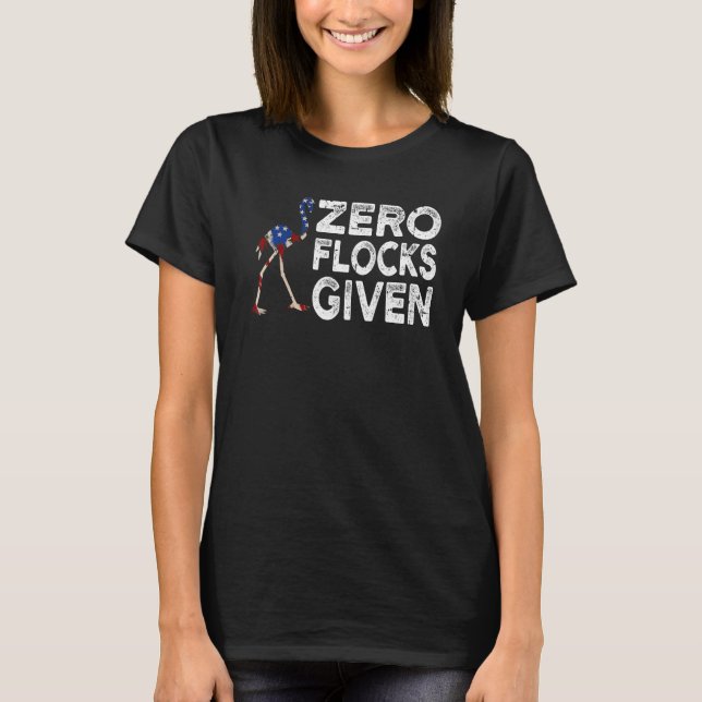 Zero Flocks Given Usa Flag Pink Flamingo T Shirt (Framsida)