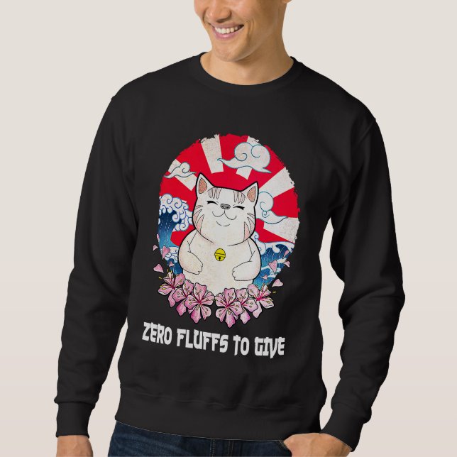 Zero Fluffs to Give Cat  Cat Mom Kitten Cat Dad Lång Ärmad Tröja (Framsida)