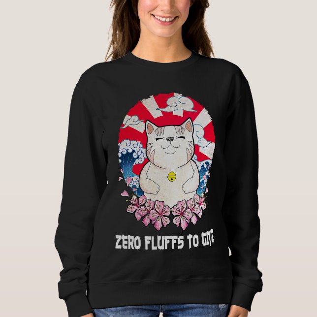 Zero Fluffs to Give Cat  Cat Mom Kitten Cat Dad T Shirt (Framsida)