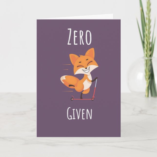 Zero Fox Given Funny Fox Pun Cards Cute Humor Kort (Framsida)