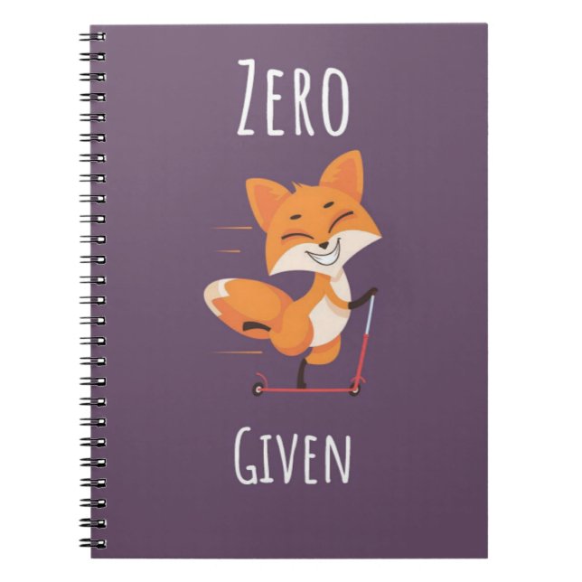 Zero Fox Given Funny Fox Pun Gifts Humor Saying Anteckningsbok (Framsidan)