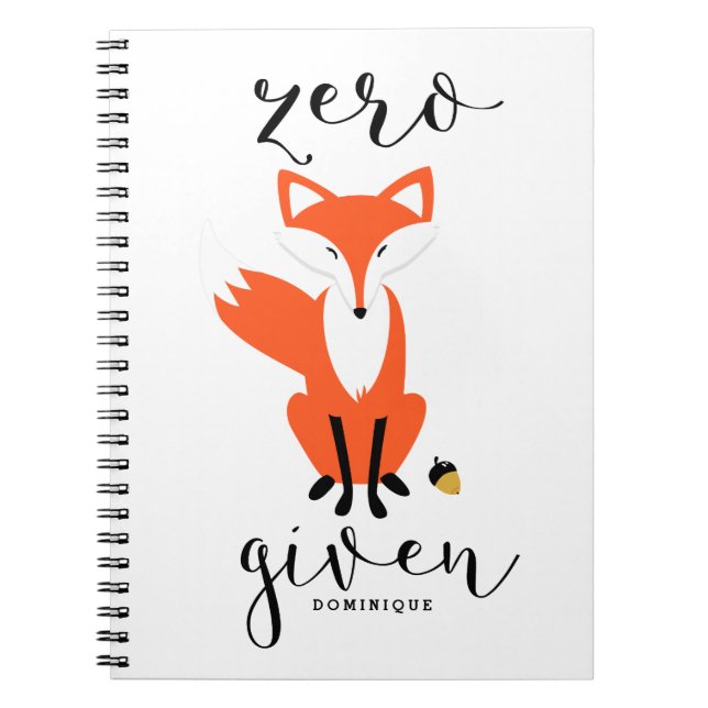 Zero Fox med FUNNY Pun Personlig II Anteckningsbok Med Spiral (Framsidan)