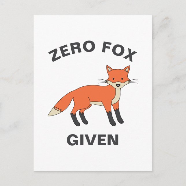Zero Fox med FUNNY Sarcasm Vilda djur Pun Vykort (Framsida)