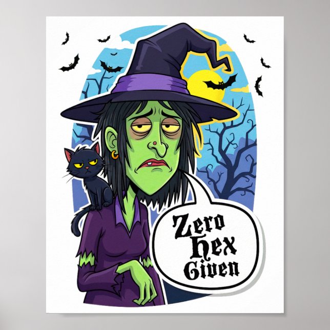 Zero Hex med funny Witch Halloween Costume Tee Poster (Framsidan)