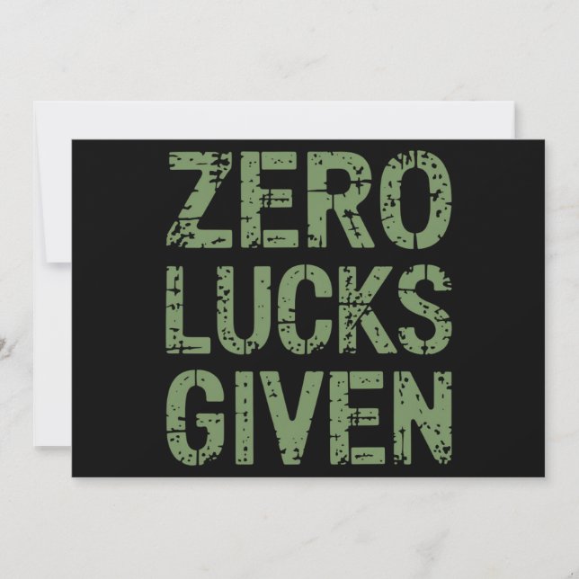 Zero Lucks Given St Paddy's Day Roliga Patricks Inbjudningar (Framsida)