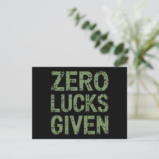 Zero Lucks Given St Paddy's Day Roliga Patricks Vykort (Stående Fram)