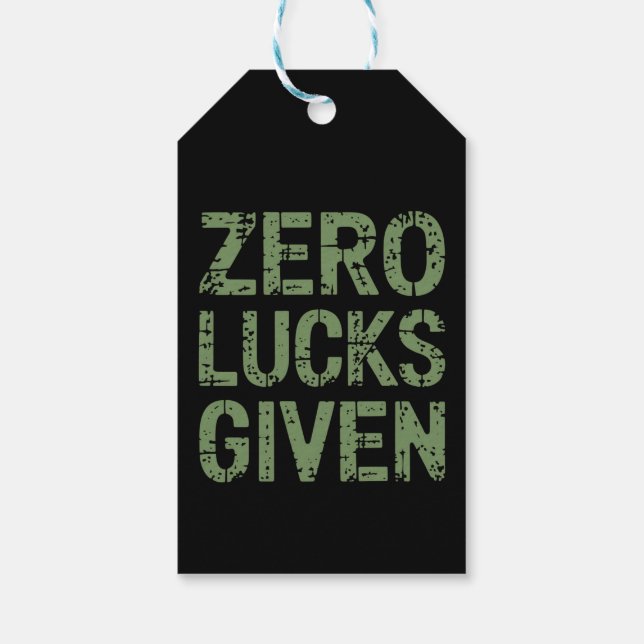 Zero Lucks Given St Paddy's Day Roligt Saint Patri Presentetikett (Baksidan)