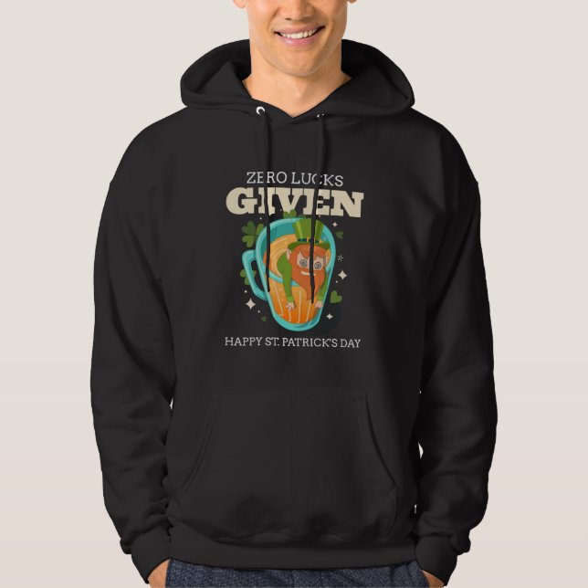 Zero Lucky Given Roligt St Patrick's Day St Paddys Hoodie (Framsida)