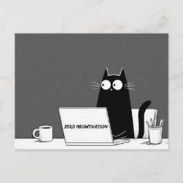 Zero Meowtivation Cat – Funny Lazy Work Cartoon Vykort