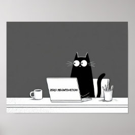 Zero Meowtivation Katt – Rolig Lättja Arbetsrelate Poster