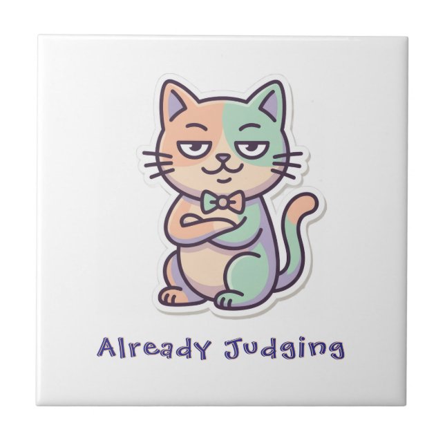 Zero Patience Edition Roligt Domedande Katt  Kakelplatta (Framsidan)