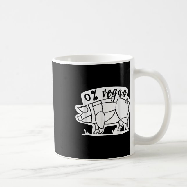 Zero Percent Vegan Funny Bbq Carnivore Kött Eater Kaffemugg (Höger)