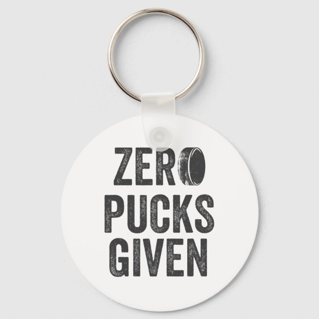 Zero Pucks Given Sarcastic Adult Hockey Mäns Kvinn Nyckelring (Framsida)