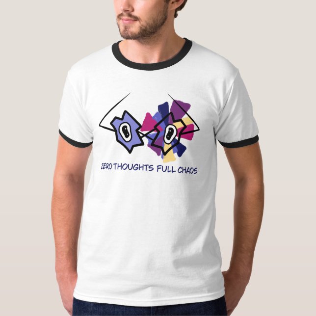 Zero Thoughts Full Kaos Mäns Rolig T-Shirt - Gra (Framsida)