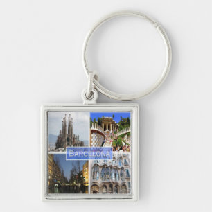 zES010 BARCELONA, Spanien, Europa Fyrkantig Silverfärgad Nyckelring
