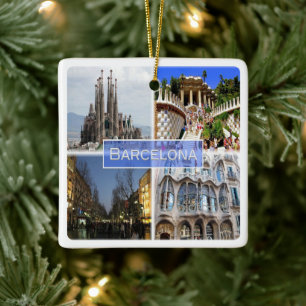 zES010 BARCELONA, Spanien, Europa, keramiskt prydn Julgransprydnad Keramik