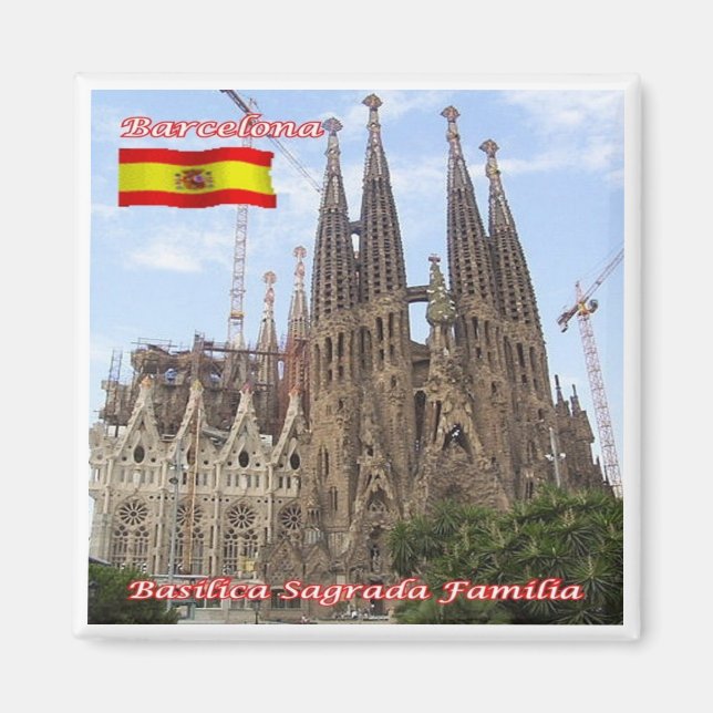 zES013 BARCELONA Basilica Sagrada Familia, Fridge Magnet (Framsidan)