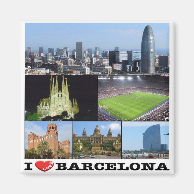 zES022 i kärlek BARCELONA, Spanien, Europa, Frankr Magnet (Framsidan)