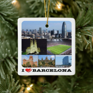 zES022 i kärlek BARCELONA, Spanien, Europa, kerami Julgransprydnad Keramik