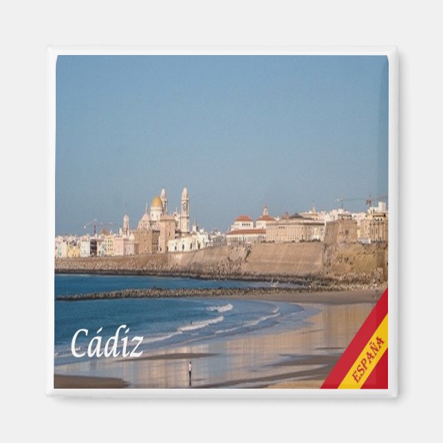 zES028 CADIZ panorama Spanien, Fridge Magnet (Framsidan)