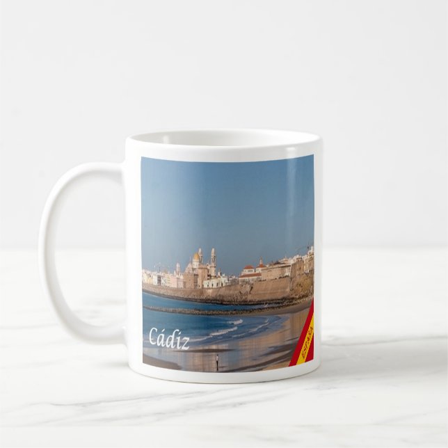 zES028 CADIZ panorama Spanien Kaffemugg (Vänster)